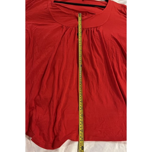 Women’s Blouse 2X Long Sleeve Boho Button Up Flowy Tunic Blouse Red Rayon - Picture 10 of 11